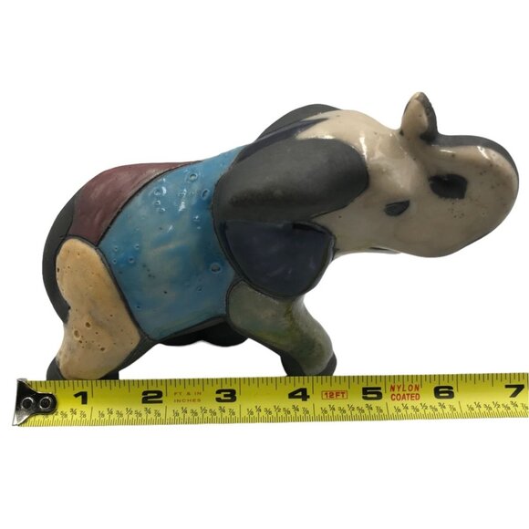 Handmade Elephant Figurine Ceramic & Glazed Multicolor - Picture 8 of 8